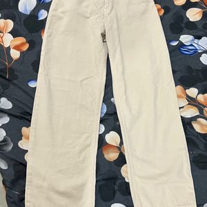 Beige Straight Fit New Jeans