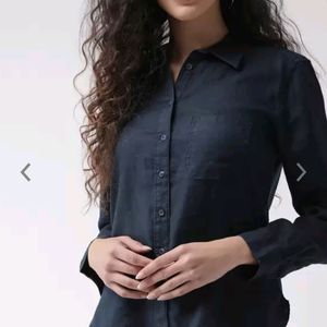 Pure Linen Navy blue shirt