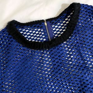 Pinterest Navy Blue Mesh Top