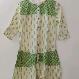 BEAUTIFUL VEGITABLE PRINTED GREEN TUNIC