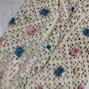 Beige Wool Crochet Vest