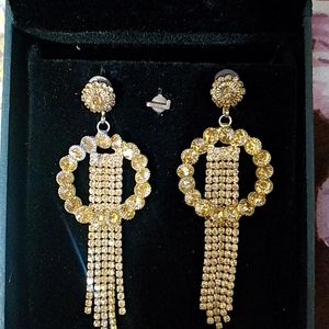 Rhinestone Chain Golden Colour Earrings💛s