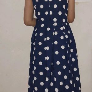 Blue Midi With White Small Dots