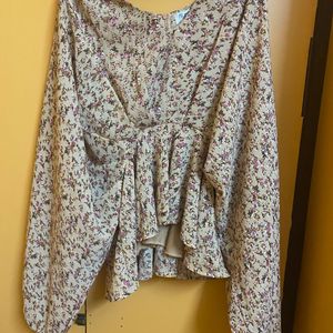 Western Top High Low Pattern With Belo Sleeves