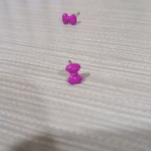 bow ribbon pink stud earring