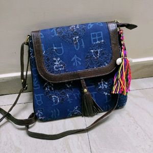 New Ikkat Print Sling Bag With Tassle