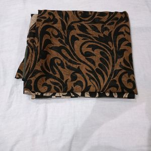 Brown Printed Saari Without Blouse