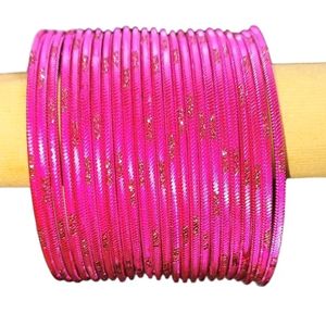 Metal Bangles Pink Colour Pack Of 24