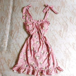 Bralette Pink Floral Short Dress