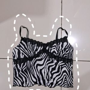Y2k Zebra Print Lace Top🎀