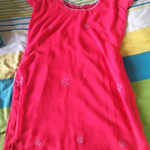 Pink Kurti With Good Amount Of Work