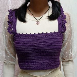 Cotton Crochet Summer Crop Top. Cute And Neat Look