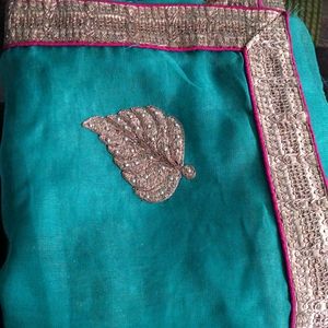 Offer ✅Turquoise Net SAREE😍ONLY SAREE