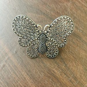 Oxidised Butterfly adjustable Ring