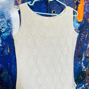 Partywear cotton white top - M