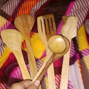 Handmade Wooden Serving Cooking Spoon Kitchen Set