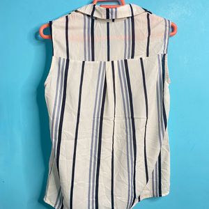 Women’s White Blue Striped Tee