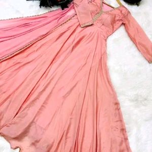 Peach Anarkali Kurtha Set