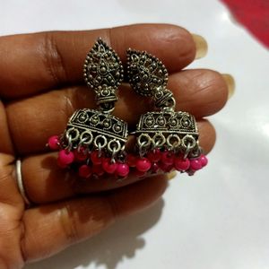 Earings Oxidised Pink