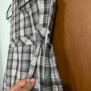 Checked Grey Frock With Concealed Zipper