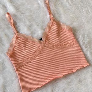 H&M Lace Ribbed Top