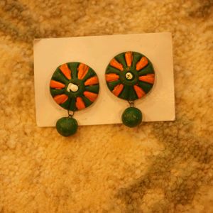 Orange & Black Clay Earring