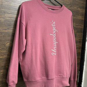 Women Pink & White Typography Print Sweatshirt