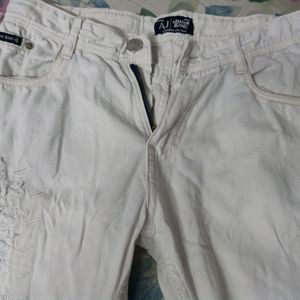 Men's White Ankle Jeans