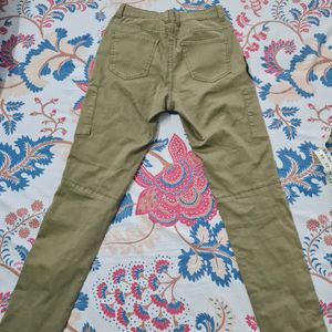 Olive Green embroidered Cargo pants