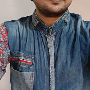 Unisex Jeans Printed Shirt