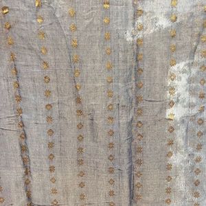 Grey Cotton Saree With Golden Thread Work