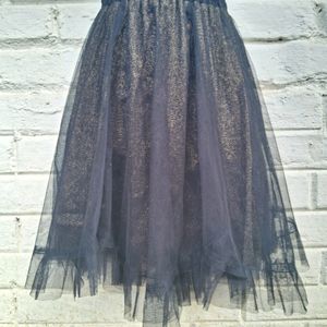 Shimmer Black Mesh Skirt