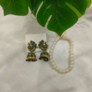 BEAUTIFUL GREEN POLKI JHUMKIS