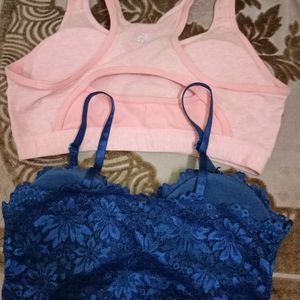 Jockey Padded Sports Bra 34 B Medium With Blue