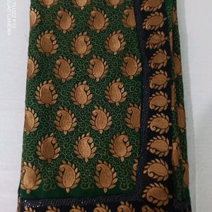 Green Wedding & Festival Designer Saree With Blous