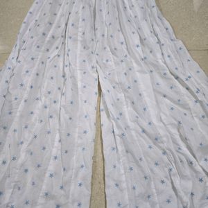 White Palazzo With Blue Star Prints