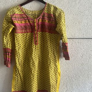 Yellow Pink  Kurti