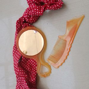 Butterfly Mirror, Comb And Red Polkadot Scrunchie