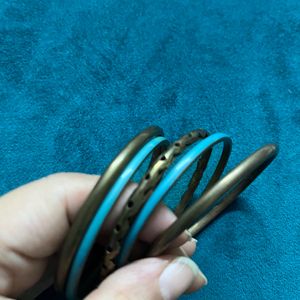 Metal And Turquoise Bangle Set