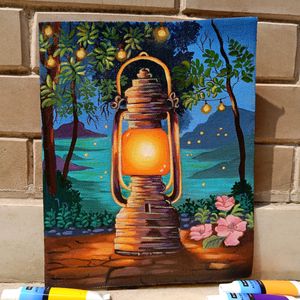 Lantern Painting In Canvas Sheet