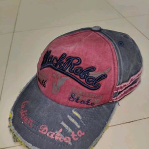 Vintage Black Rebel Distressed Baseball Cap