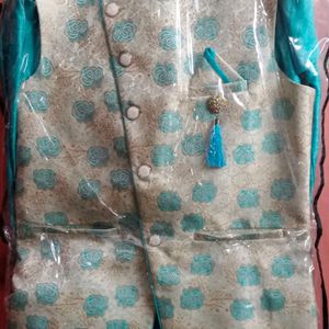 turquoise blue colour men's ethnic wear