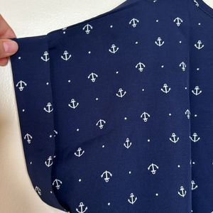 Women Blue Top With Anchor Print