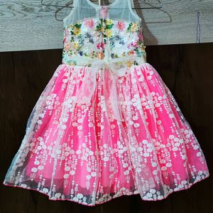 Pink Barbie Party Frock For Girls