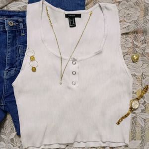 Offer Yours💅Forever 21 White Tank Top With Button