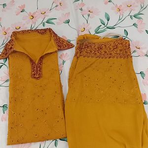 Beautiful Embroidered Mustard Salwar Kameez