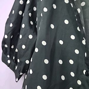 Black And White Polka Dot Print Casual Shirt