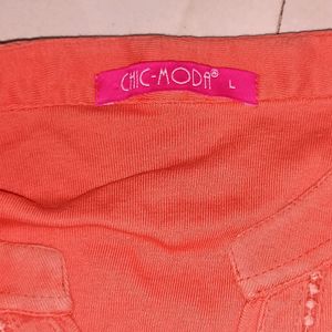 Orange Chic Moda Shirt Women Size L