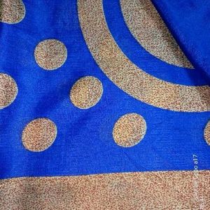 Beautiful Blue Saree With Blouse Material And,Belt