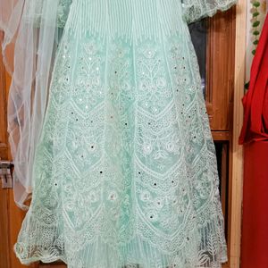 Pastel Green Colour Wedding Wear Dress